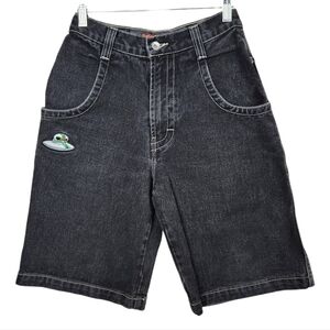 JNCO Black Kids Denim Shorts with UFO Patch